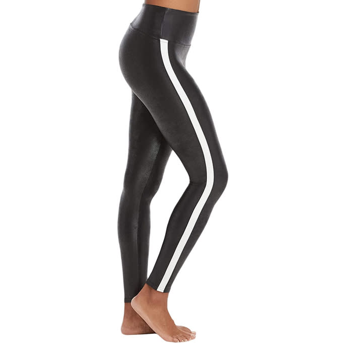 Spanx faux-leather stripe leggings