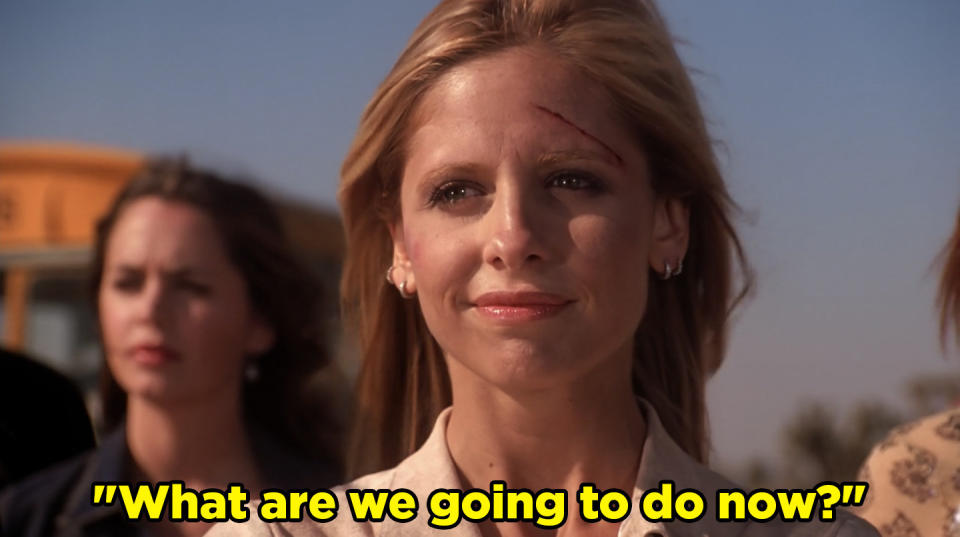 The final line comes from Dawn, who asks what's next as Buffy looks ahead with a smile.
