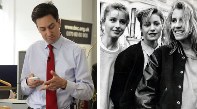 In a joke that awkwardly rebounded, Ed Miliband said that he "loved" Bananarama during their pomp. The Labour leader, appearing at a party fundraiser, told music producer Pete Waterman that the Eighties trio were among his favourite artists, along with Kylie and Rick Astley.