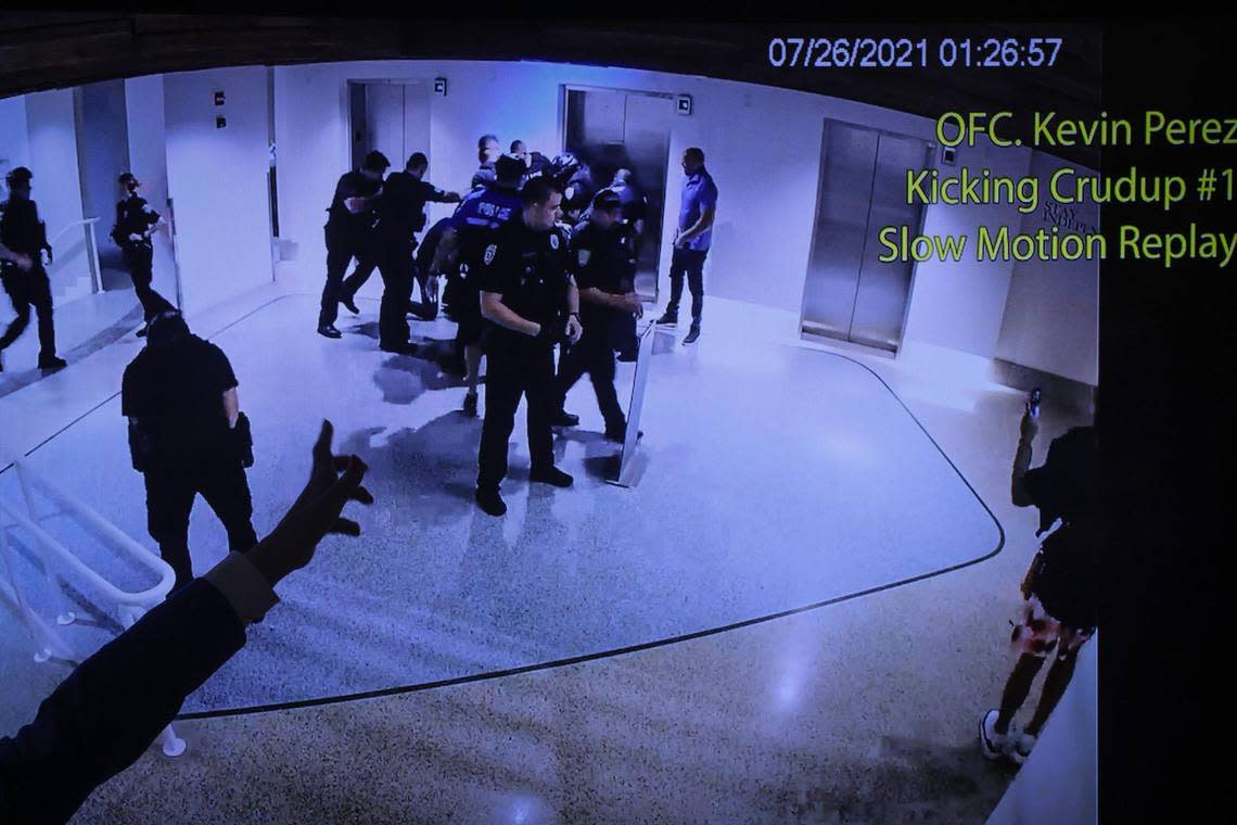 Cell phone video captures the moment that Maryland tourist Dolanta Crudup is beaten by Miami Beach police in the lobby of the Royal Palm Hotel on Collins Avenue in 2021.