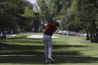 Tommy Fleetwood of England tees off at fourth hole during the second round for the WGC-Mexico Championship golf tournament, at the Chapultepec Golf Club in Mexico City, Friday, Feb. 21, 2020.(AP Photo/Fernando Llano)