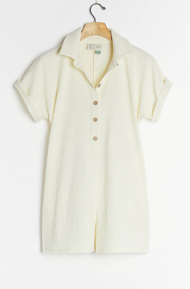 Saturday/Sunday Michaela Textured Henley Romper (Photo via Anthropologie)