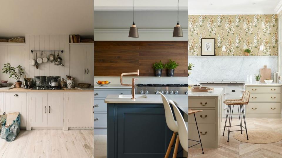  Three kitchens in white, blue and cream 