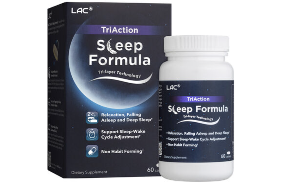 [LAC SLEEP] TriAction Sleep Formula - Triple Layer Sleep Technology (60 caplets). PHOTO: LAC