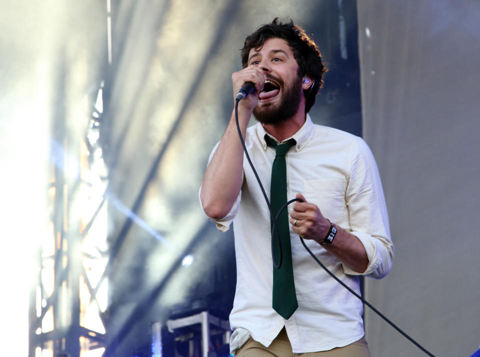 FILE - This Oct. 5, 2013 file photo shows Michael Angelakos of Passion Pit performing at the 2013 Austin City Limits Music Festival in Austin, Texas. The band is part of a breed of newer and lesser known acts who are able to sell out top venues, even if they aren’t selling millions of albums and singles, or dominating with chart-topping tracks and radio airplay. (Photo by John Davisson/Invision/AP)