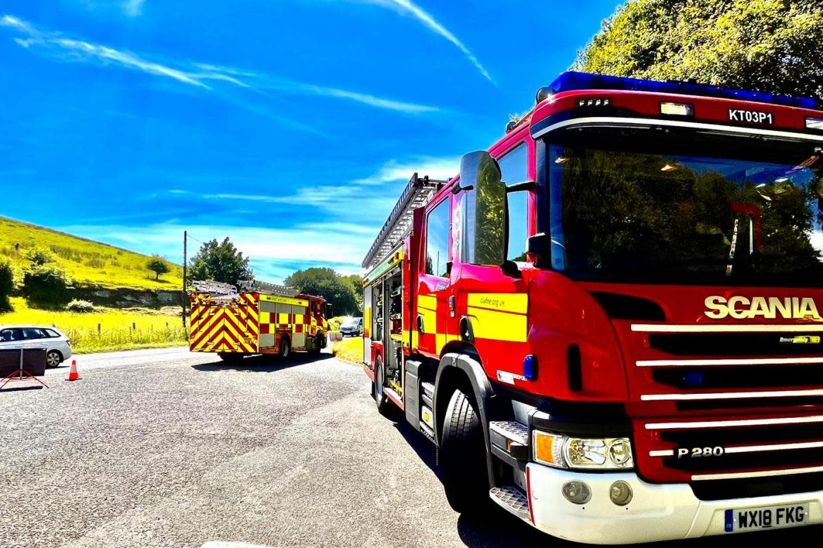 The single vehicle crash involving a van happened on the B3145 near Poyntington north of Sherborne. <i>(Image: Bridport Fire Station)</i>