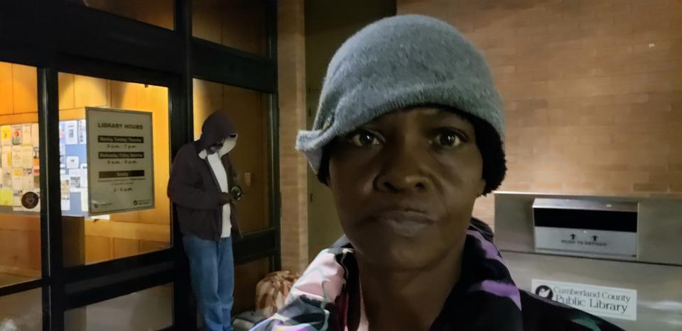 Jackie Melvin is critical of a new Fayetteville ordinance that clear outs homeless encampments. She is shown outside the Headquarters Library on Maiden Lane on Thursday, Nov. 11, 2022.