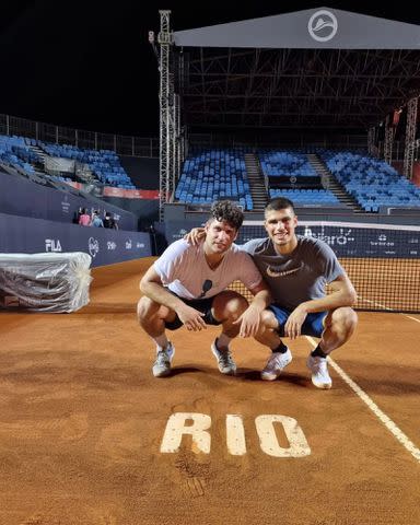 <p>Carlos Alcaraz Instagram</p> Carlos Alcaraz and his brother, Ãlvaro Alcaraz, at the Rio Open in 2022