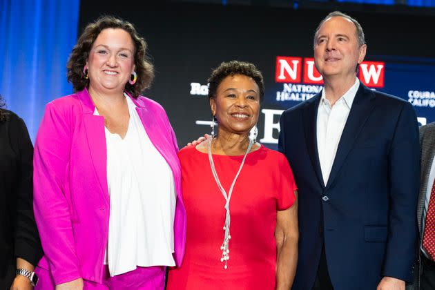 Rep. Adam Schiff (right) hopes to dispatch with Reps. Barbara Lee (center) and Katie Porter in the first round of the state's nonpartisan 