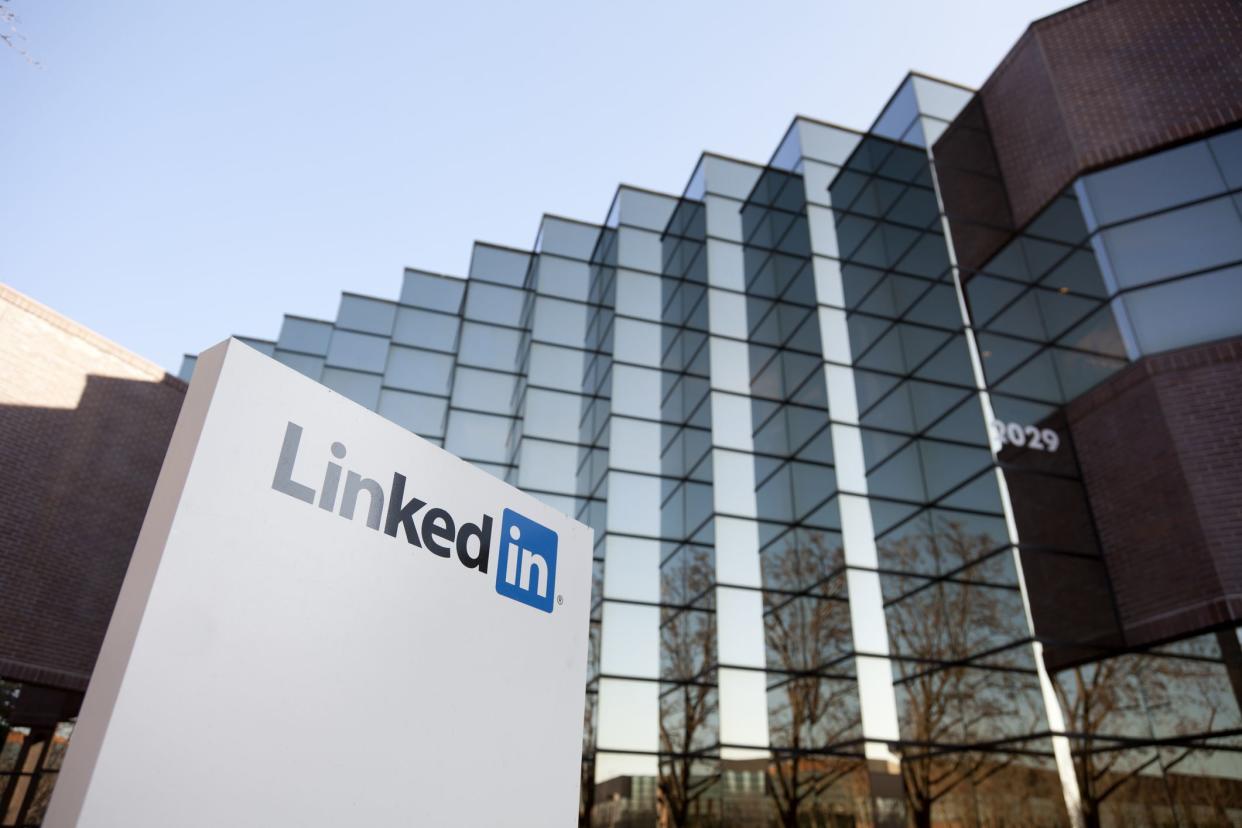 Mountain View, USA - January 12, 2012: Professional social networking site Linkedin located at 2029 Stierlin Court in Mountain View, California. Linkedin was Founded in 2002 and launched a year later. Linkedin went public in 2011.