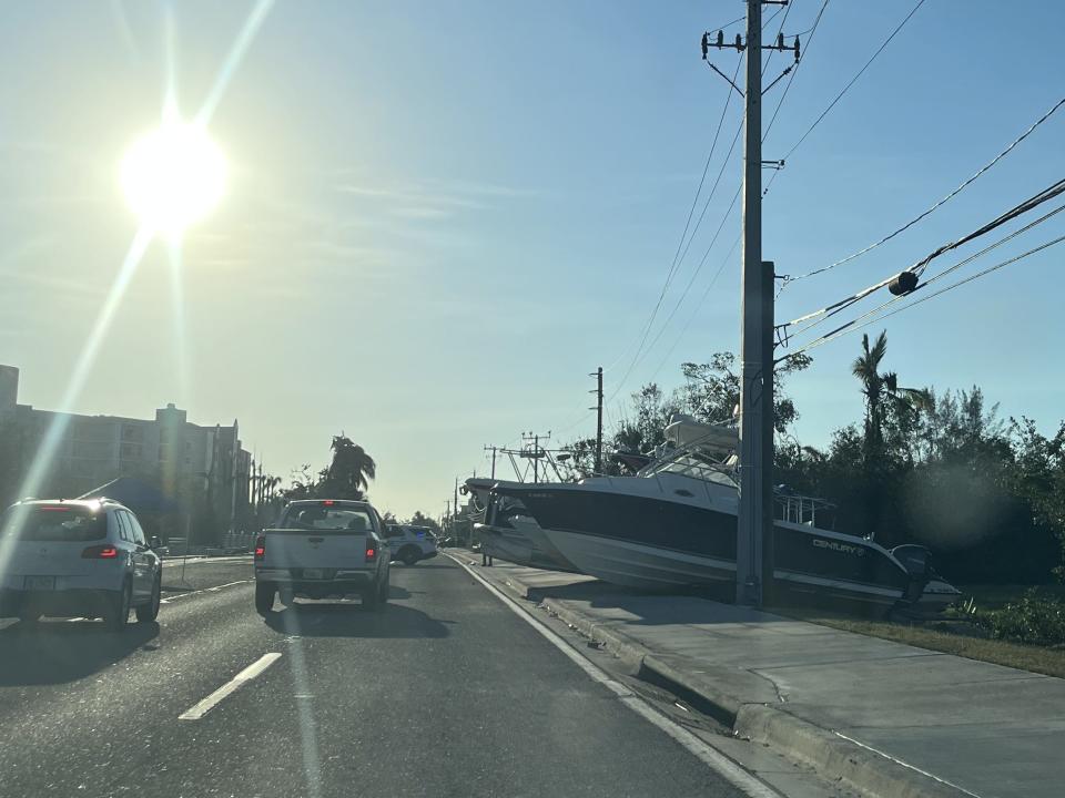 Boats washed ashore near Fort Myers Beach