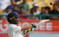 Cricket - India v Australia - Fourth Test cricket match - Himachal Pradesh Cricket Association Stadium, Dharamsala, India - 28/03/17 - India's captain Ajinkya Rahane plays a shot. REUTERS/Adnan Abidi