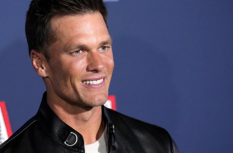 Tom Brady poses at the premiere of the film 