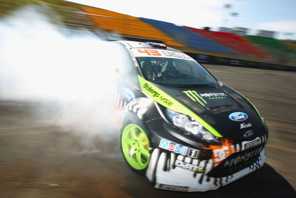 melbourne, australia september 02 ken block of the usa performs for the media after a press conference ahead of the ken block gymkhana world tour at calder park on september 2, 2011 in melbourne, australia photo by robert cianflonegetty images