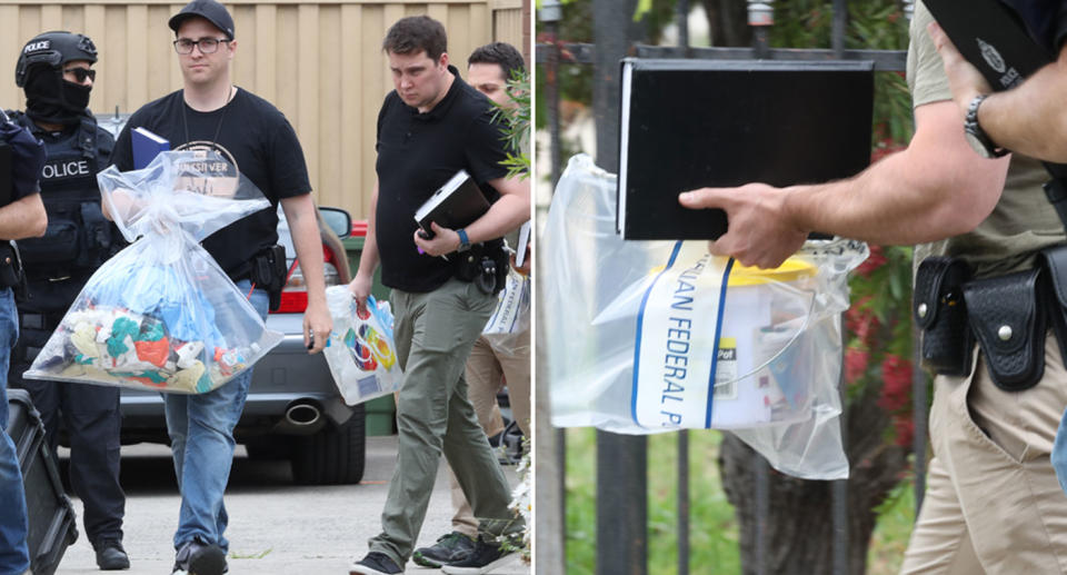 Police are seen outside one of the houses involved in counter-terrorism raids across the north-western suburbs in Melbourne. Source: AAP