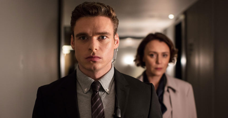 Richard Madden in Bodyguard with Keeley Hawes (BBC Pictures).