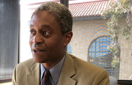 FILE PHOTO: Atlanta Federal Reserve Bank President, Raphael Bostic speaks with Reuters in an interview at Stanford University's Hoover Institution in Stanford, California, U.S., May 4, 2018. REUTERS/Ann Saphir/File Photo