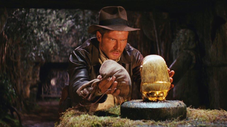 Indiana Jones recovers the idol in the opening sequence of Raiders of the Lost Ark