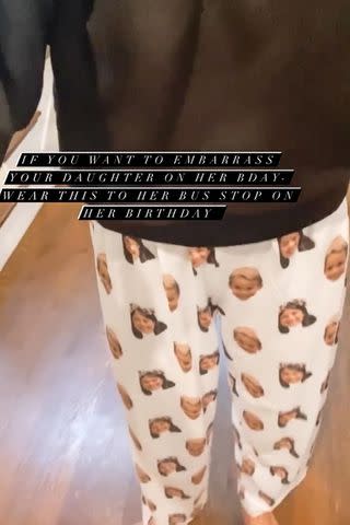 <p>Sarah Michelle Gellar/ Instagram</p> Sarah Michelle Gellar wears pajama pants with her kids' faces on them.