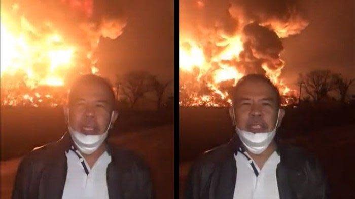 <p>印尼煉油廠火災意外讓當地消防局長爆紅。（圖／翻攝自推特影片）</p>
