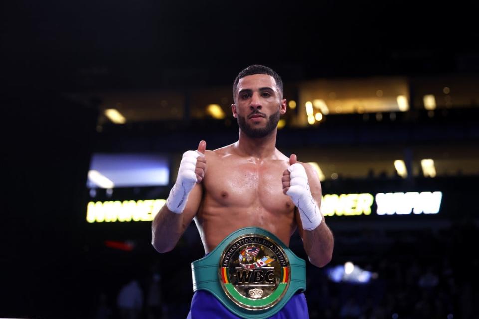 Galal Yafai celebrates after beating Carlos Vado Bautista (Steven Paston/PA) (PA Wire)