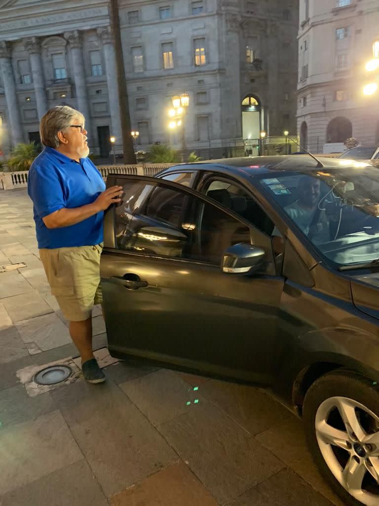 Fernando "Chino" Navarro, al ingresar a la Casa Rosada.