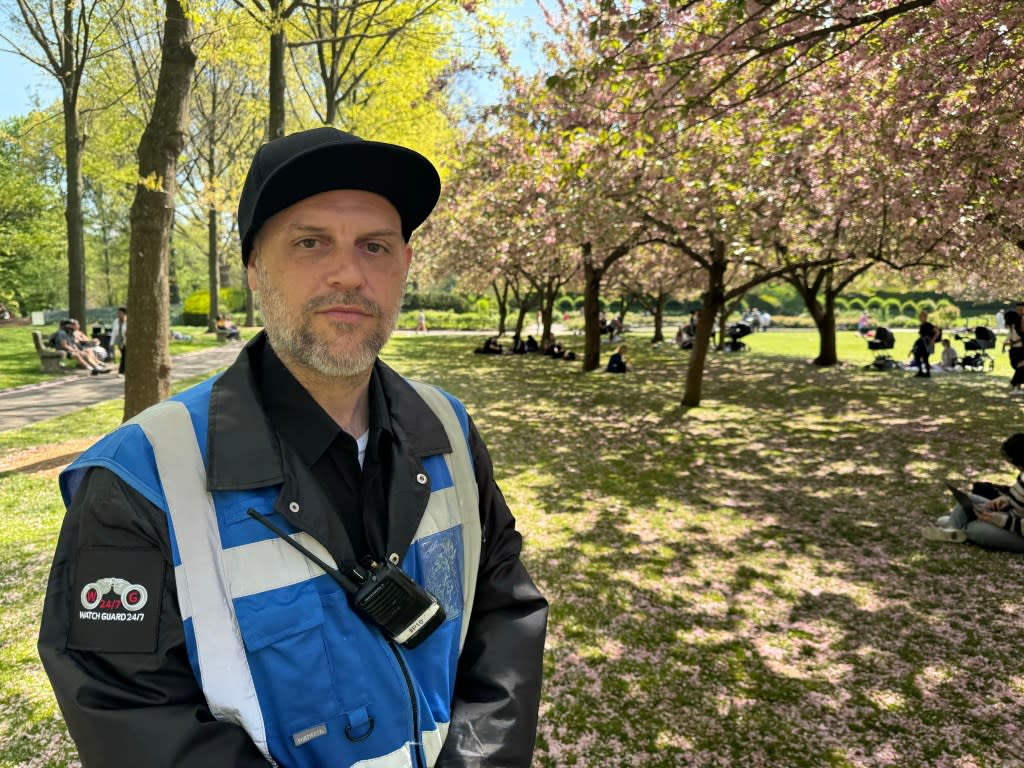 Brooklyn Botanical Garden security guard, Frank Picarello said he has to shoo away branch shakers 40 or 50 times a day. Jack Morphet