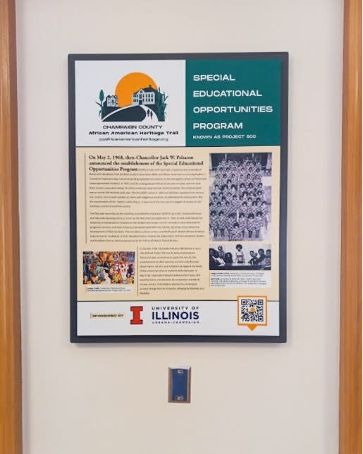 Special Educational Opportunities Program marker. Photo credit to the Champaign County African American Heritage Trail.