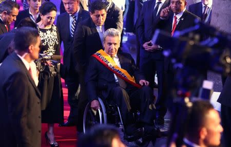 Ecuador's President Lenin Moreno attends an event at the government palace after his inauguration ceremony in Quito, Ecuador, May 24, 2017. REUTERS/Mariana Bazo