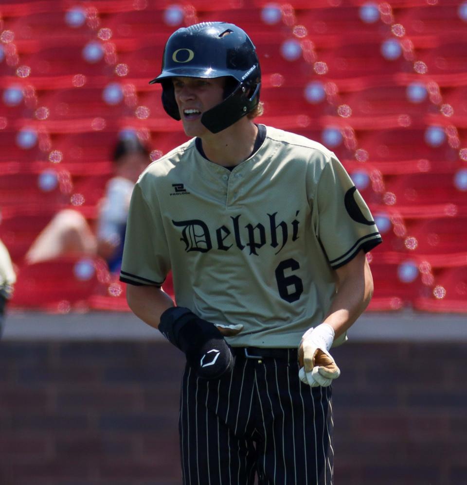 Jaxson Hixson celebrates following a Delphi run.