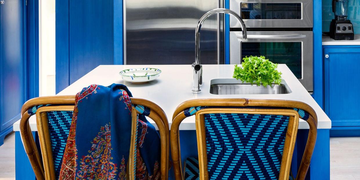 vivid blue kitchen