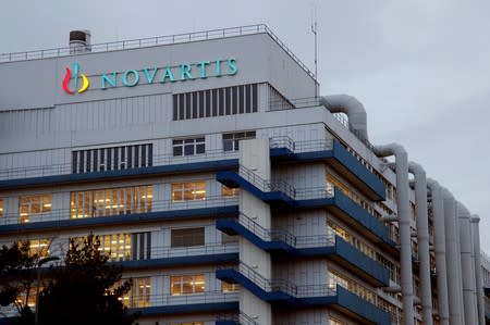 FILE PHOTO: Logo of Swiss drugmaker Novartis is seen at its branch in Schweizerhalle near Basel