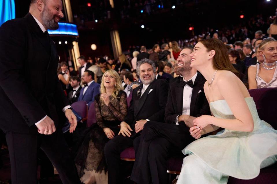 Stone seemed to have fun at the Oscars, but fans thought she disliked Jimmy Kimmel’s joke. ZUMAPRESS.com / MEGA