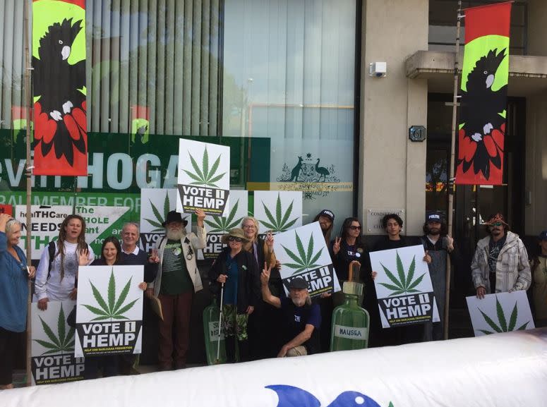 HEMP supporters in Lismore prior to the federal election. Source: Facebok/ HEMP