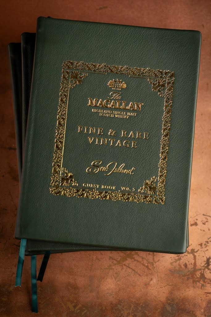 “The Book” is taken out only when a guest orders a glass of Macallan 1950 at the resort’s sumptuous Georgian Rooms restaurant bar. Courtesy of Sea Island Resort