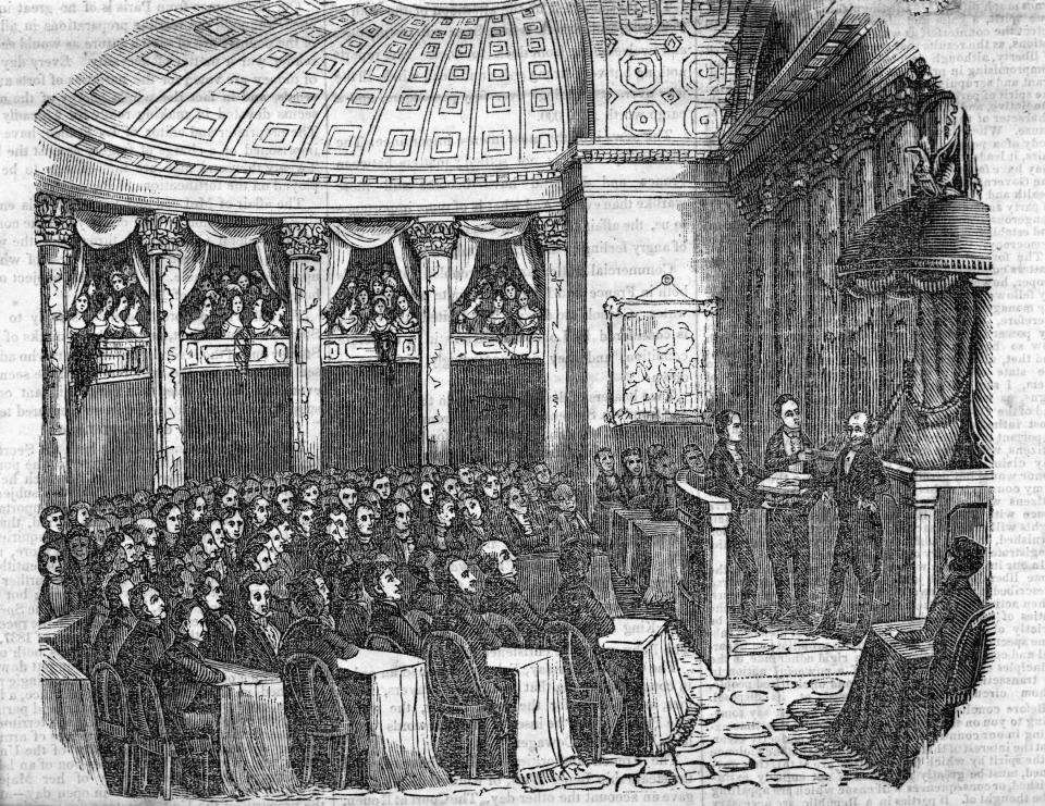 The inauguration of Martin Van Buren in the Senate chamber on March 4, 1837.