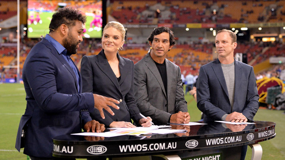 Sam Thaiday is seen here giving his thoughts on Channel Nine's NRL coverage.