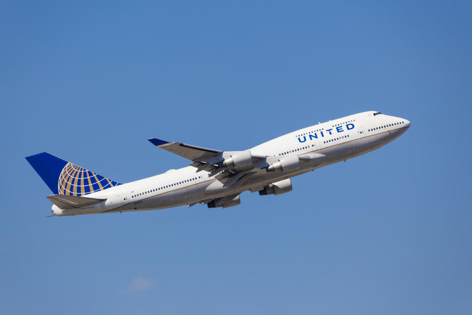 Boeing 747-451 after take off at the Frankfurt international airport