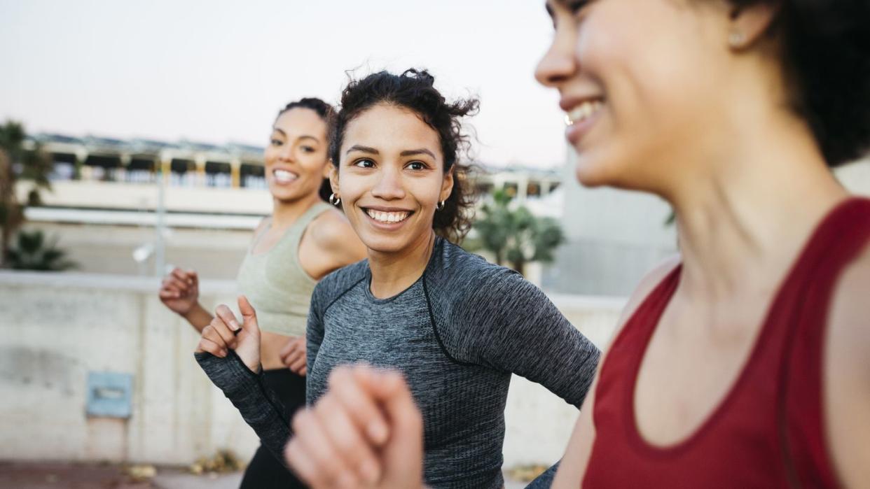 three woman workingout