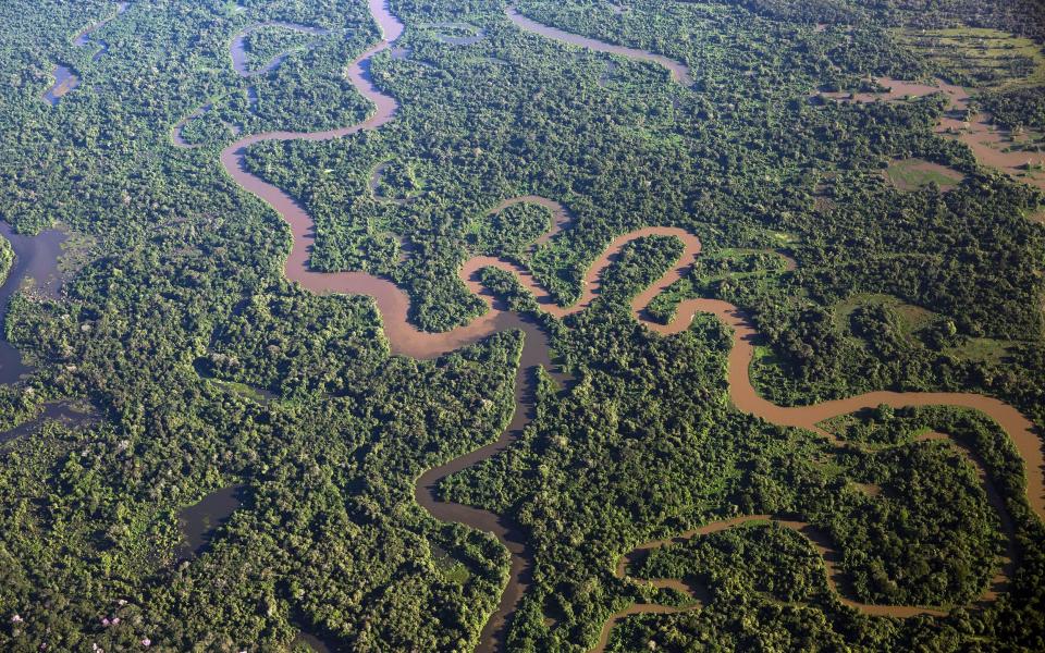 Aerial view of the meeting between the Rio Paraguay and Rio Sepotuba