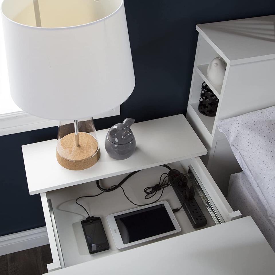 South Shore vito nightstand with charger inside drawer