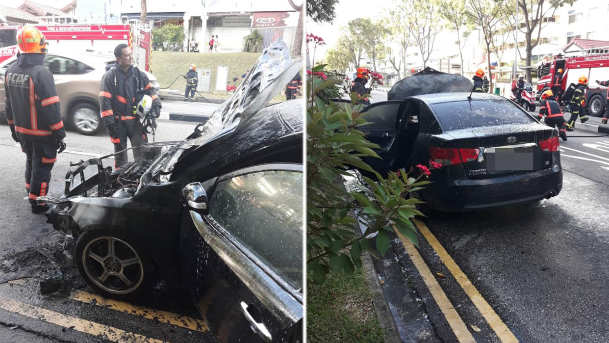 The vehicle's driver managed to escape the burning vehicle, according to businessman Colin Teh, who lives in the area.