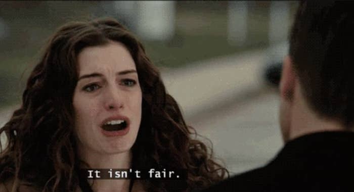 anne hathaway saying, "it isn't fair"