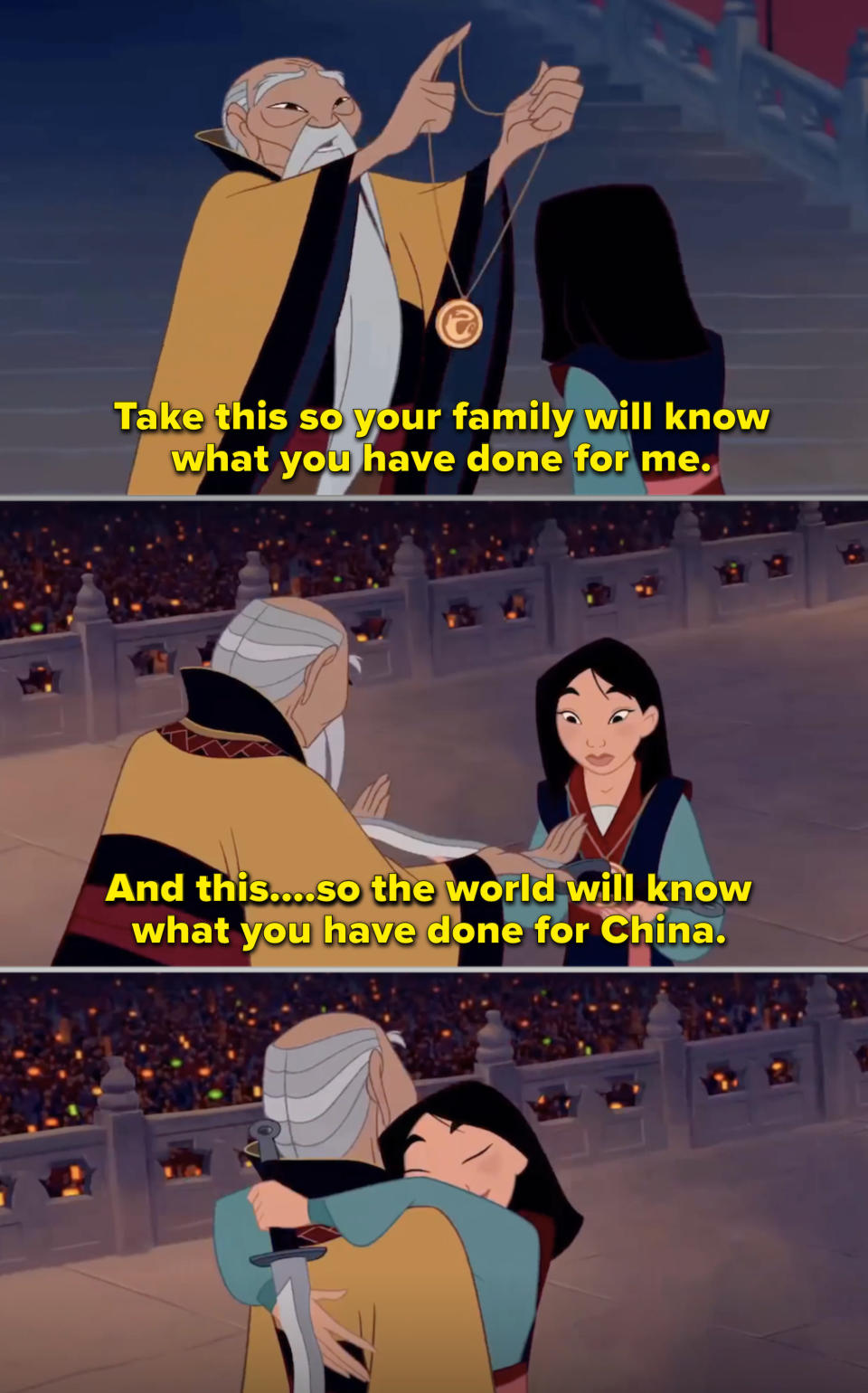 The Emperor bowing for Mulan