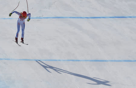 Alpine Skiing - Pyeongchang 2018 Winter Olympics - Women's Alpine Combined - Jeongseon Alpine Centre - Pyeongchang, South Korea - February 22, 2018 - Mikaela Shiffrin of the U.S. competes in the Women's Downhill part of the Women's Alpine Combined. REUTERS/Toby Melville