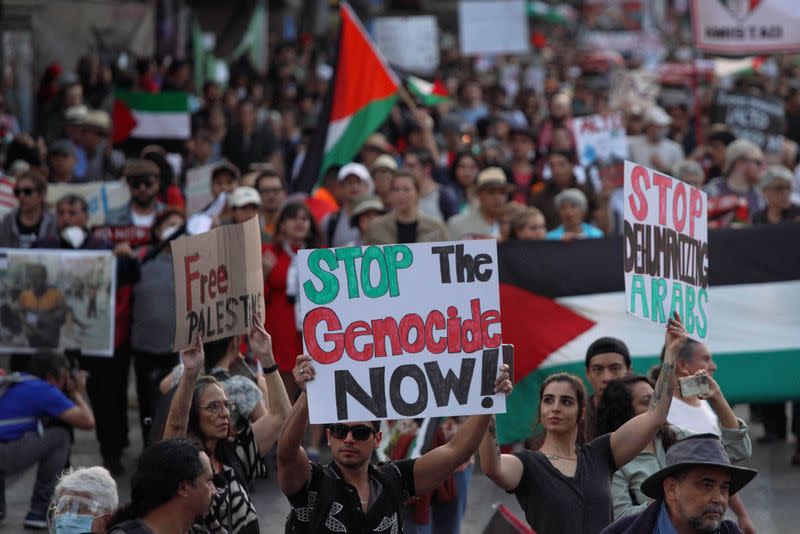 Marcha en apoyo a los palestinos, en Ciudad de México