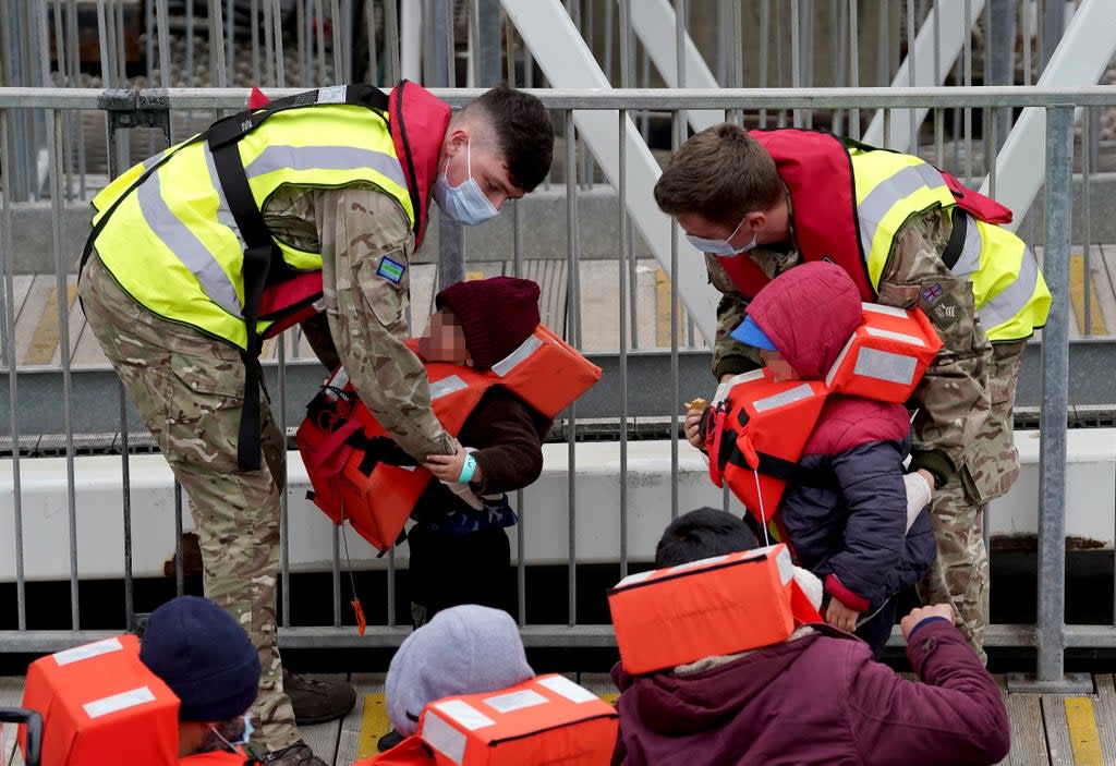 Young children were among those making the dangerous Channel crossing to the UK on Monday (Gareth Fuller/PA) (PA Wire)