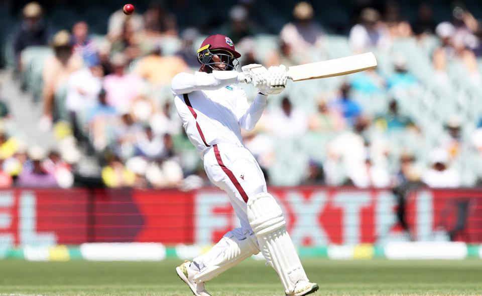 Shamar Joseph, pictured here in the first Test between Australia and West Indies.