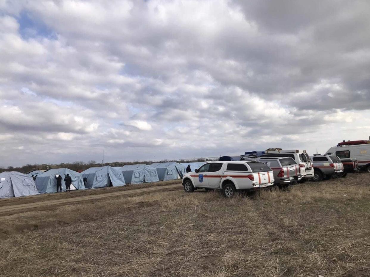 Refugee tents in Moldova.