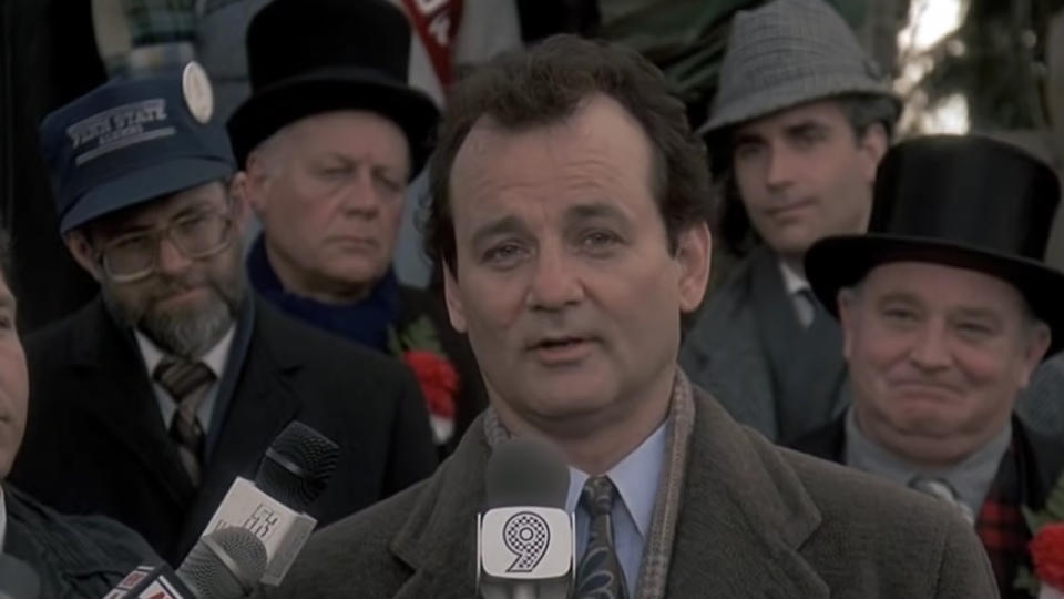 "This is one time where television really fails to capture the true excitement of a large squirrel predicting the weather. I, for one, am very grateful to have been here. From Punxsutawney, this is Phil Connors. So long." - Groundhog Day